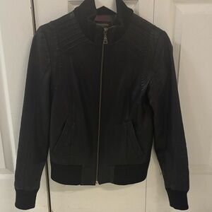 Danier Black Leather Bomber Jacket